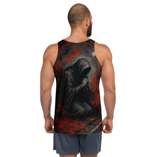 Unisex Tank Top Shrouded in Shadow and Red (Black)