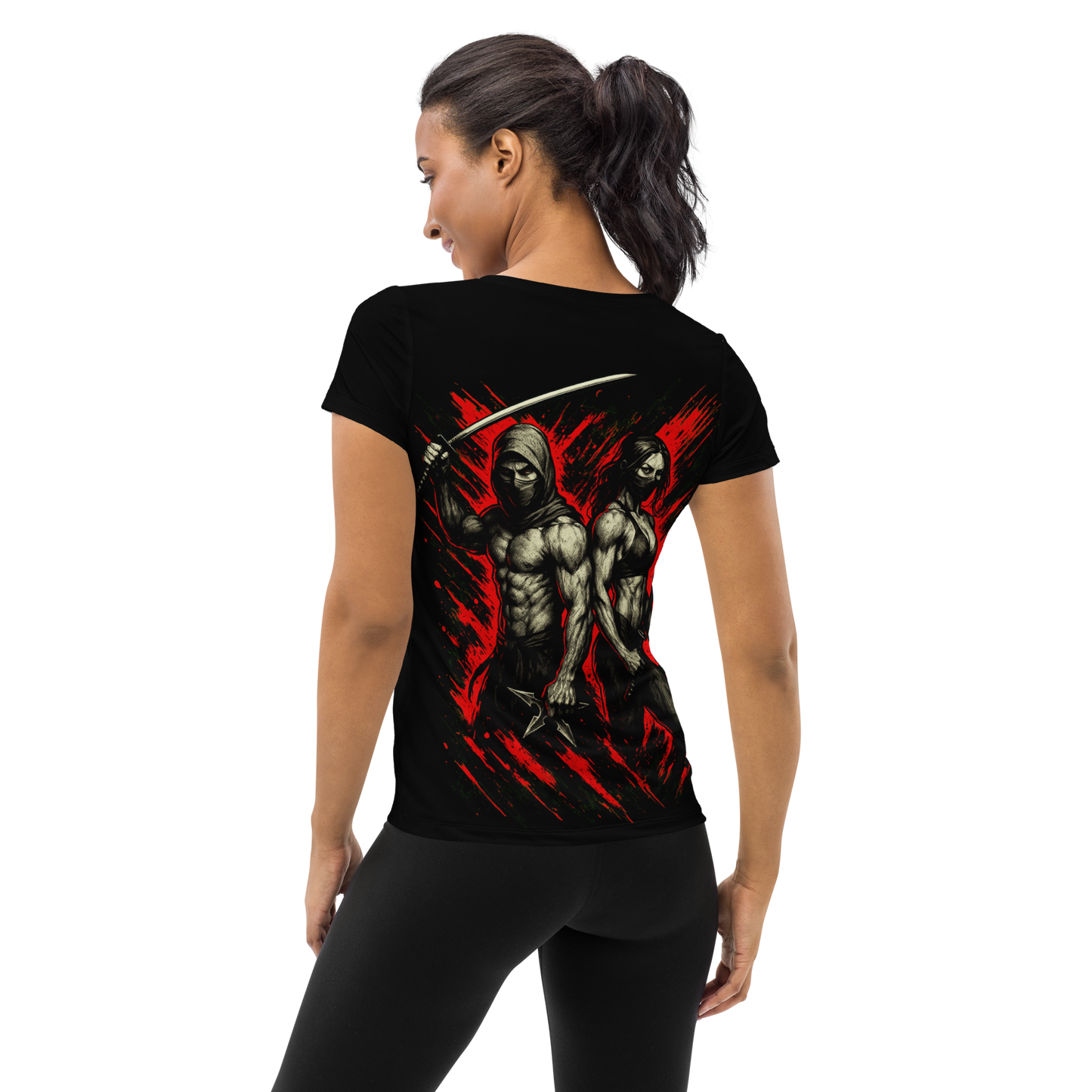 Women's athletic t-shirt Futatsu no Kage (Black)