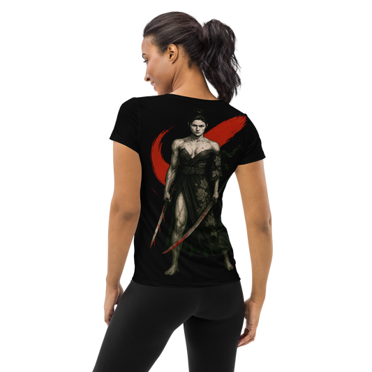 Women's athletic t-shirt Kiss of the Blade (Black)