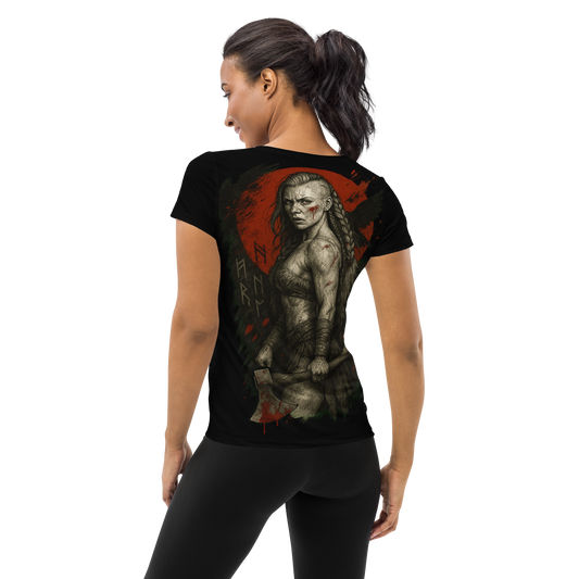 Women's athletic t-shirt Freyjas Wrath (Black)