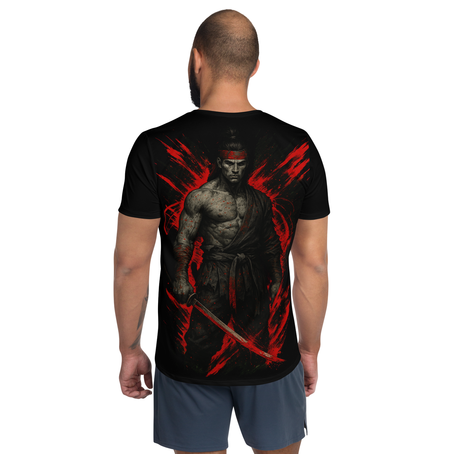Men's athletic t-shirt Akaryu no Kenshi (Black)