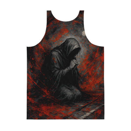 Unisex Tank Top Shrouded in Shadow and Red (Black)