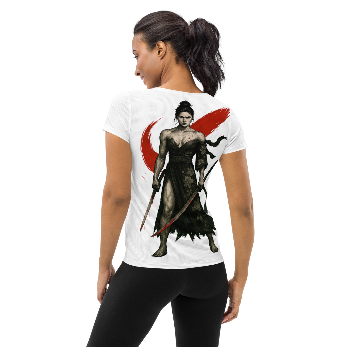 Women's athletic t-shirt Kiss of the Blade (White)