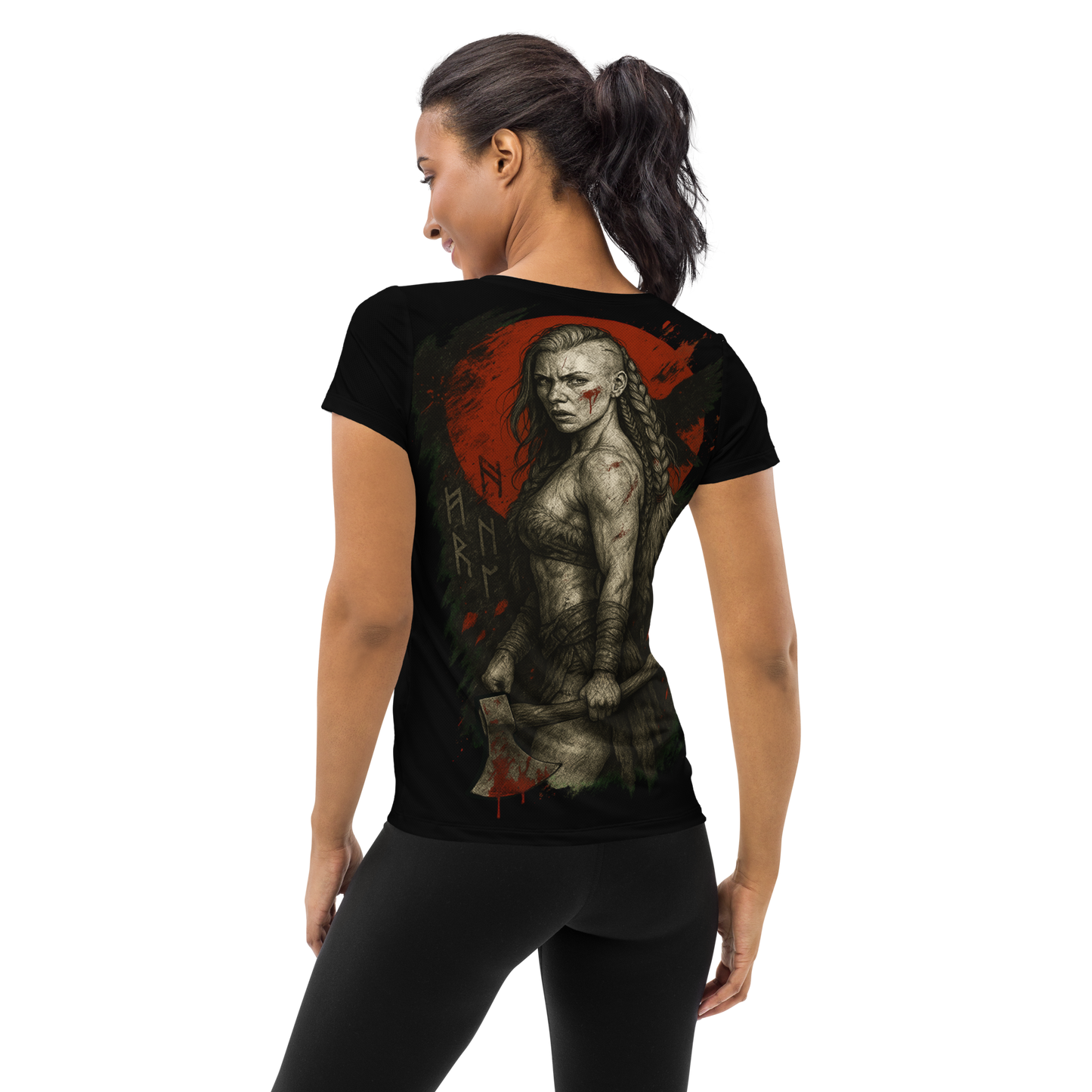 Women's athletic t-shirt Freyjas Wrath (Black)